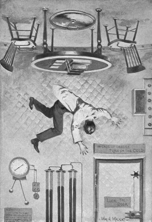 Wm. A. Mackay's Anti-Gravity Chamber — Man Floats Upside-Down in Scientific Peril