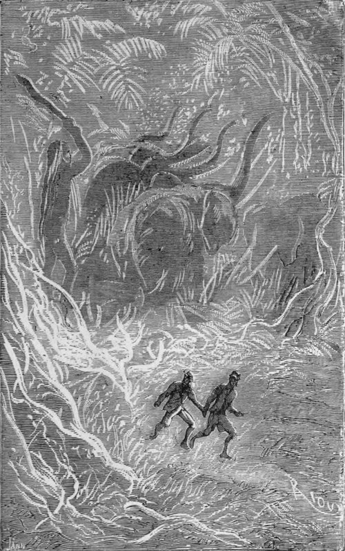 Jules Verne's Journey to the Center of the Earth — Prehistoric Monsters, Victorian Engraving