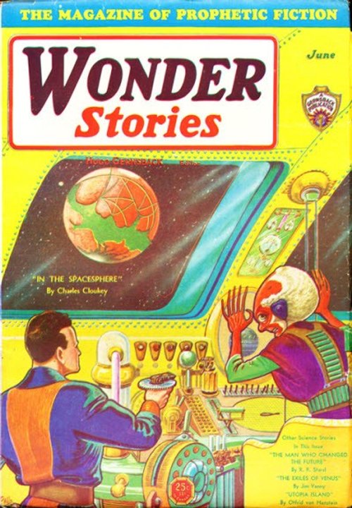 Wonder Stories June 1932: Alien Co-Pilot in the Spacesphere Cockpit