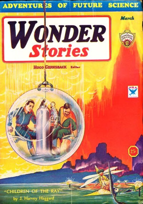 Wonder Stories March 1934 'Children of the Ray' Bathysphere Cover