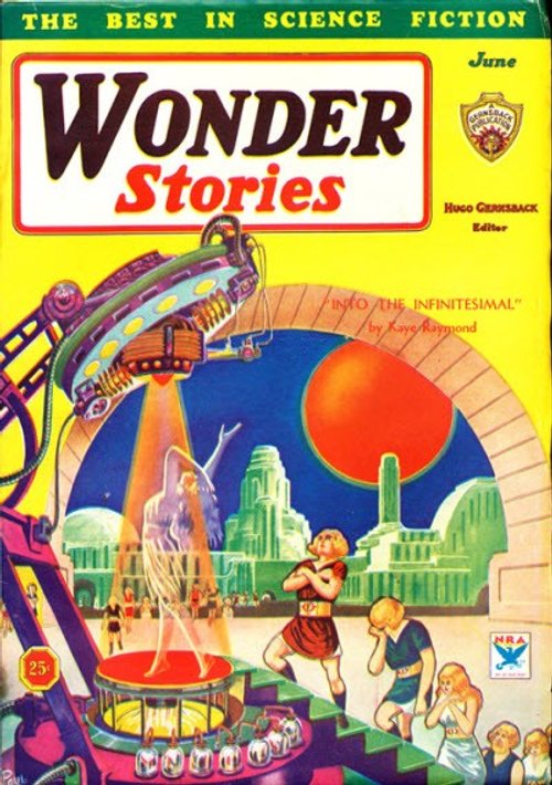Wonder Stories June 1934 — Into the Infinitesimal, Shrink Ray Materialization