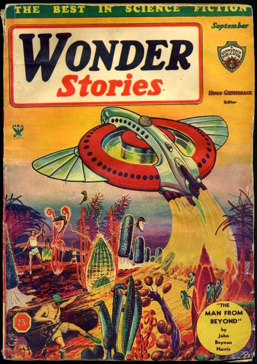 Frank R. Paul's Flying Saucer Attacks Alien World, Wonder Stories Sept 1934