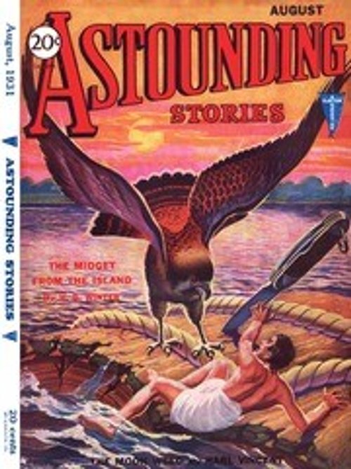Giant Hawk Attacks Helpless Woman, Astounding Stories August 1931