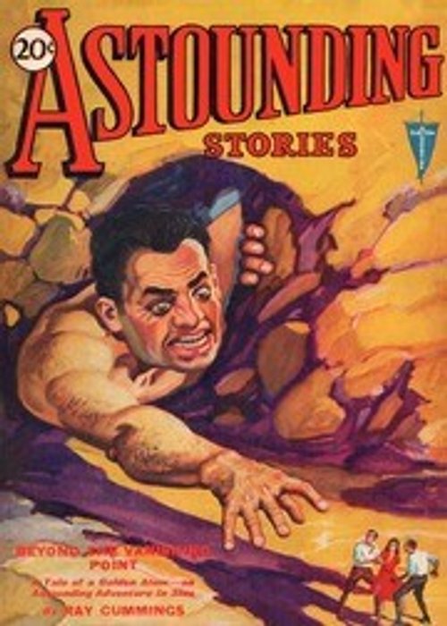 Astounding Stories Cover: Man Trapped in Rock Crevice, 1930s Pulp