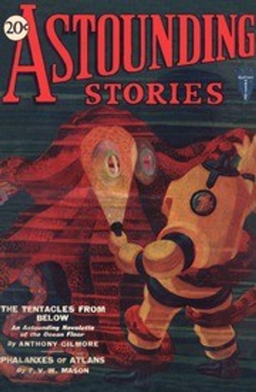 Astounding Stories 'Tentacles From Below' Giant Octopus Attack Cover 1930s