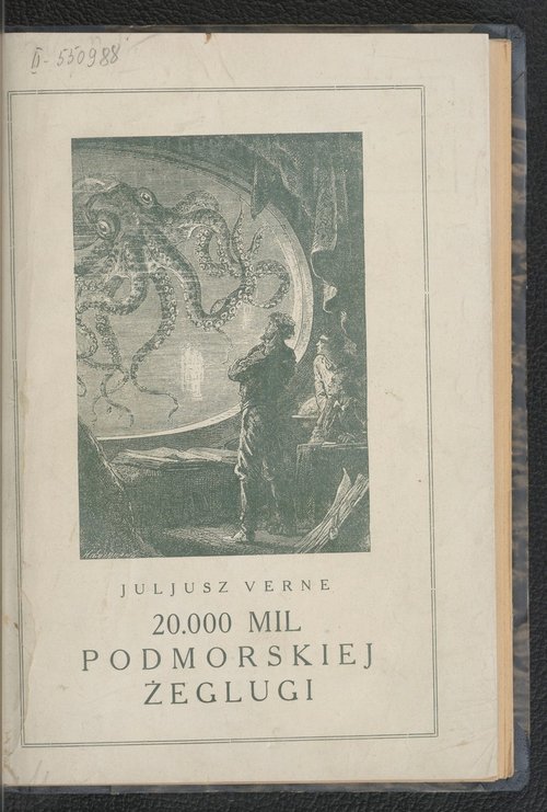 Giant Octopus at Nautilus Porthole — Verne's 20,000 Leagues Polish Edition