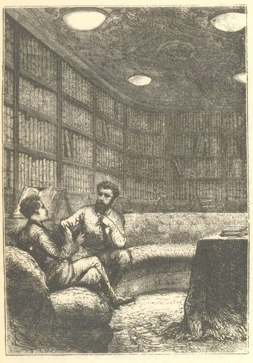 Captain Nemo's Library Aboard the Nautilus – Verne's 20,000 Leagues Engraving