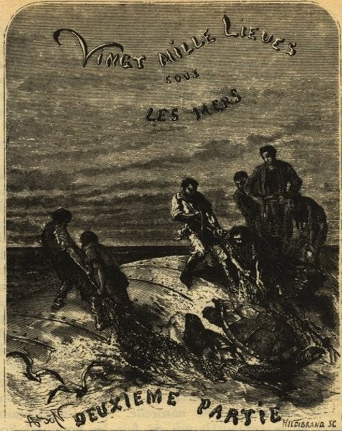 Twenty Thousand Leagues Under the Sea Part II Title Page, Riou/Hildibrand 1870