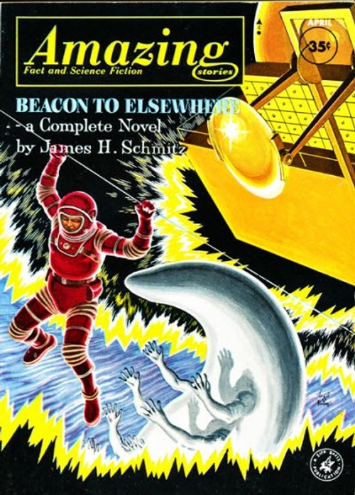Amazing Stories April — Astronaut vs. Energy Phantom, 'Beacon to Elsewhere' 1960s