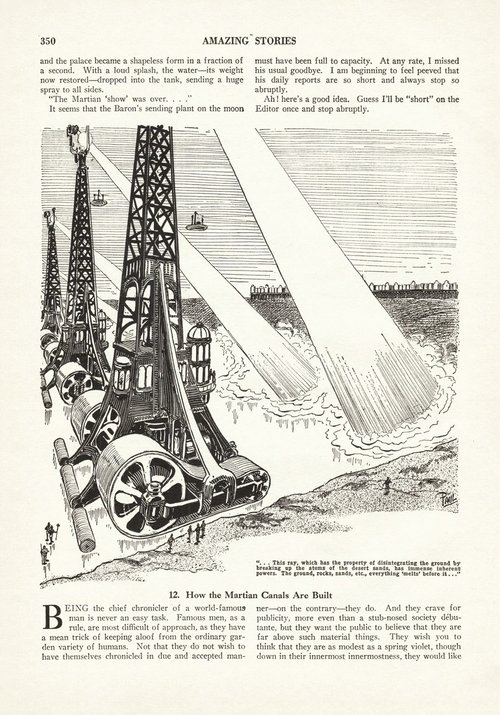 Frank R. Paul's Martian Canal Construction Ray, Amazing Stories 1930s