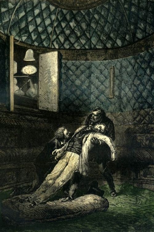 Jules Verne's Projectile Interior — Fainting Passenger Scene, 1872