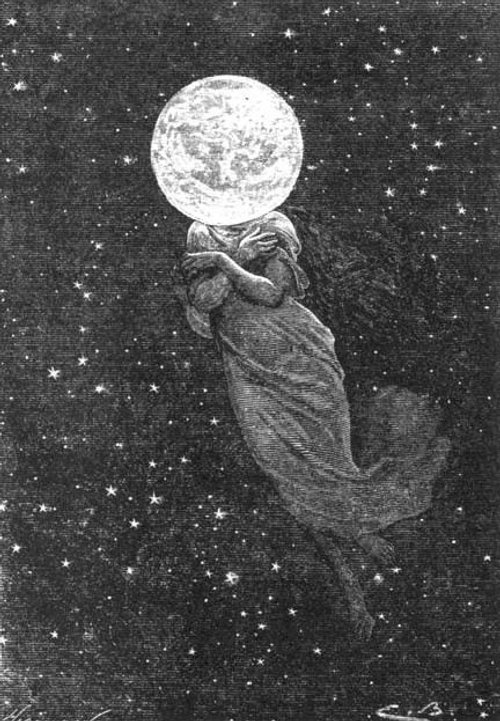 Around the Moon – Bayard & Neuville Wood Engraving, Jules Verne 1870s