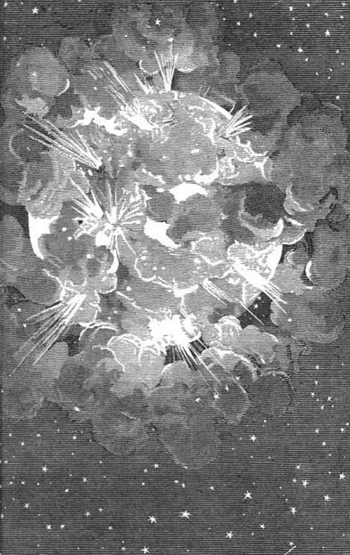 Planetary Explosion in Deep Space — Victorian Engraving, c.1880s