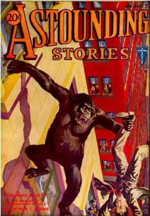 Giant Ape Attacks City — Astounding Stories Pulp Cover, 1930s
