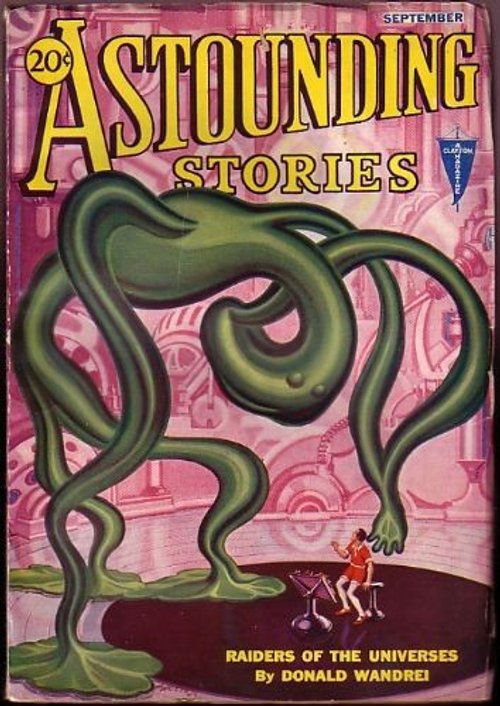 Giant Tentacled Monster Menaces Humans, Astounding Stories Sept 1932