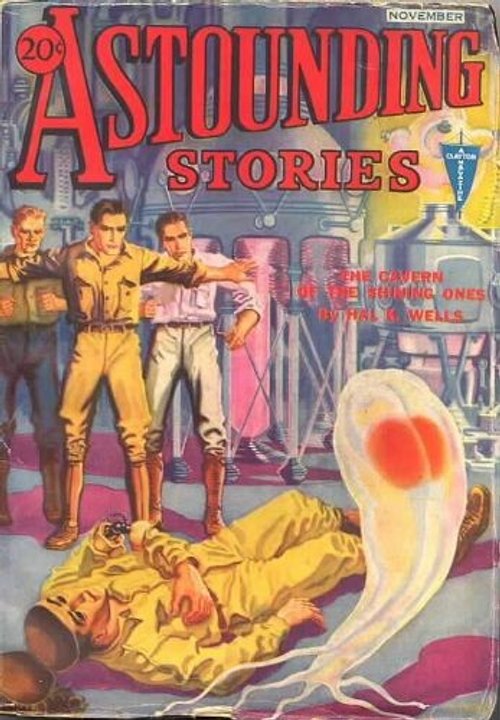 Astounding Stories Nov 1932 – Glowing Alien Entity Strikes Down Scientist