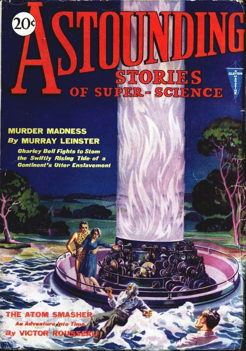 Astounding Stories 'Murder Madness' Cover — Atom Smasher Energy Pillar, 1930s