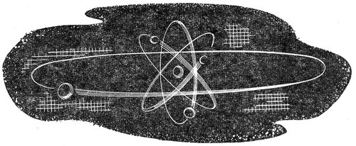 Atomic Model Vignette — Electron Orbital Diagram, Atomic Age Sci-Fi Spot Art