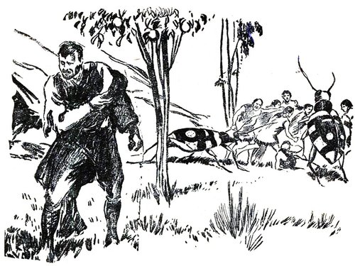 Giant Beetles Capture Humans in Pulp Era Insect Invasion Scene