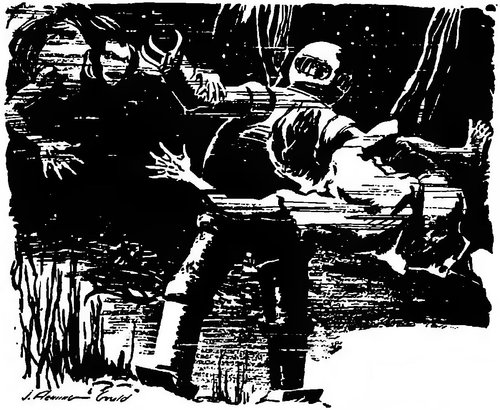 J. Penner Gould: Spaceman Battles Horned Alien Creature, Pulp Era