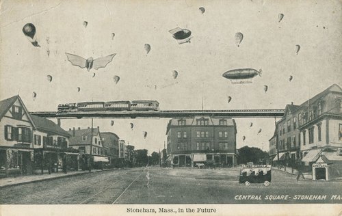 Stoneham Mass. in the Future – Edwardian Retro-Futurist Postcard c.1905