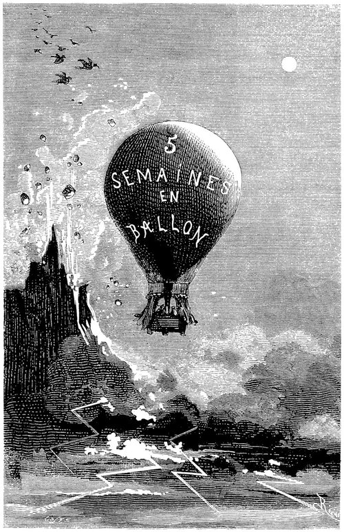 Jules Verne '5 Semaines en Ballon' Frontispiece, Édouard Riou 1863