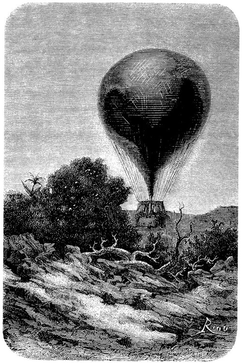Édouard Riou's Hot Air Balloon Landing — Jules Verne Victorian Engraving