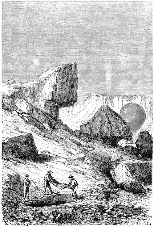 Jules Verne's Five Weeks in a Balloon: Rocky Terrain Landing Scene, c.1863