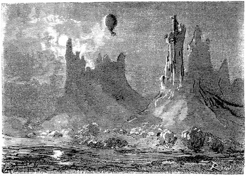 Balloon Over Volcanic Eruption — Jules Verne's Five Weeks in a Balloon