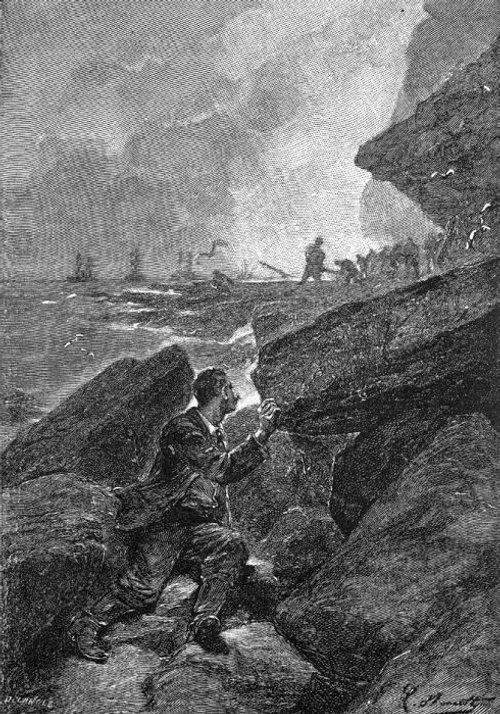 H.G. Wells' War of the Worlds: Observer Hidden in Rocky Coastal Cliffs