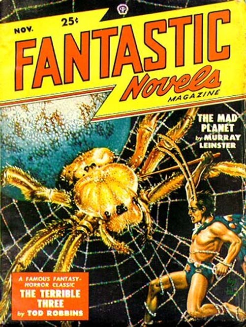 Giant Spider Traps Human in Web — Fantastic Novels Nov 1948 'The Mad Planet'