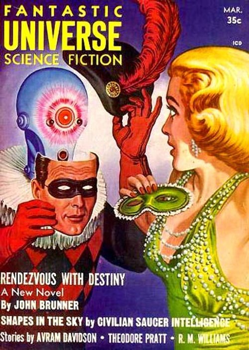 Fantastic Universe Sci-Fi March 1958 Masquerade Ball Alien Cover