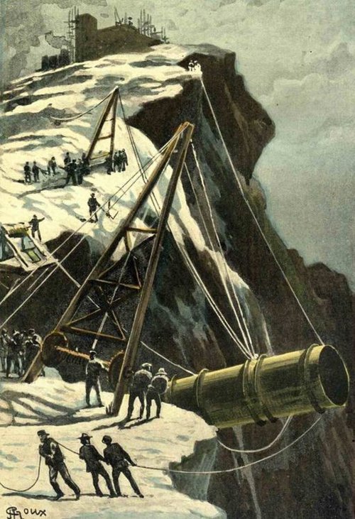 Hoisting the Columbiad Cannon, Jules Verne's From the Earth to the Moon