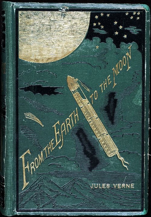 Jules Verne 'From the Earth to the Moon' Victorian Embossed Book Cover