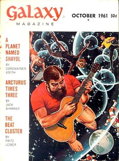 Bearded Guitarist Drifts Through Space Bubbles, Galaxy Magazine Oct 1961