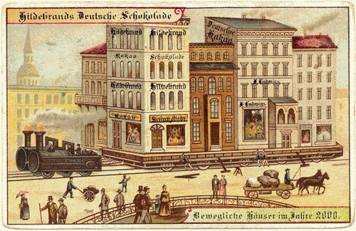 Bewegliche Häuser im Jahre 2000 — Hildebrands Mobile Buildings Trade Card