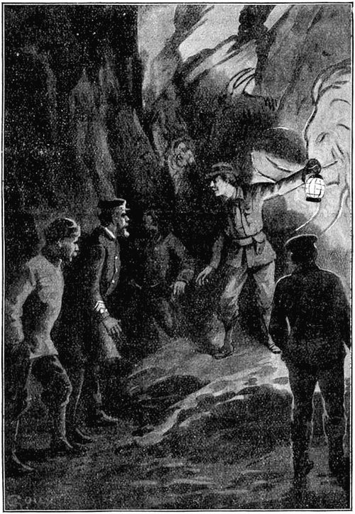 Explorer with Lantern Reveals Cave Inscription to Expedition Party, c.1890s