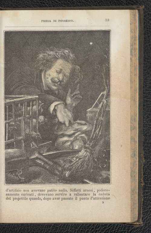 Presa di Possesso – Verne's Moon Voyage Illustration, 1870s Italian Edition