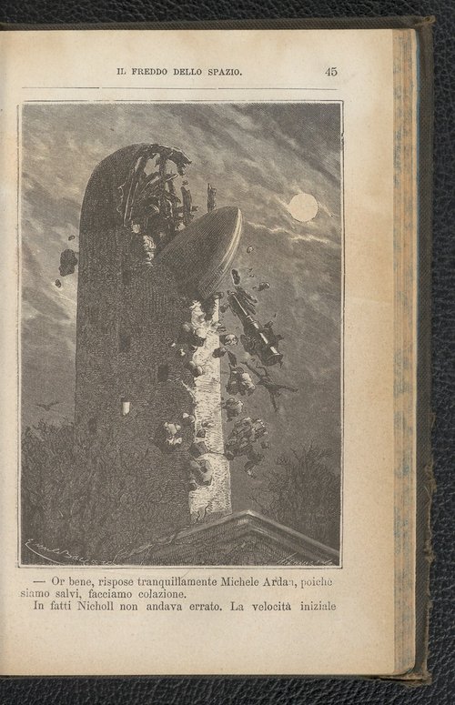 Jules Verne's Lunar Projectile Launch — Victorian Engraving, De la Terre à la Lune