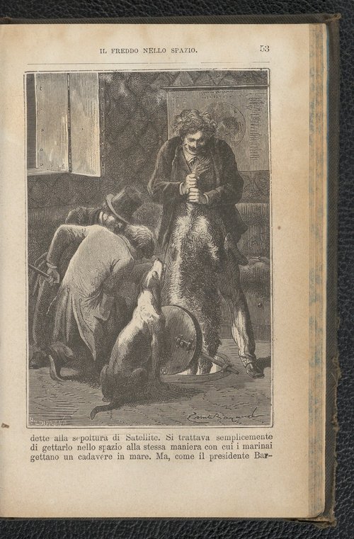 Émile Bayard's Zero-Gravity Dog Burial — Jules Verne Italian Edition 1870s