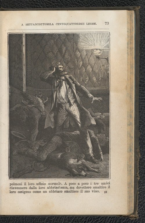 Jules Verne's Around the Moon: Oxygen Intoxication Scene, Italian Edition c.1870s