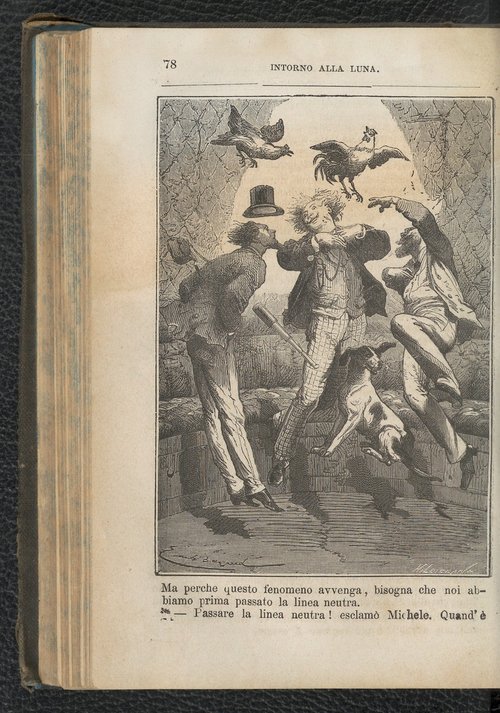 Jules Verne 'Around the Moon' Weightlessness Scene — Italian Edition, 1870s