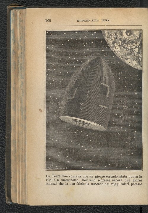 Jules Verne's Lunar Projectile in Orbit — 'Around the Moon' Italian Edition
