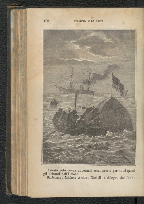 Recovery of the Lunar Capsule — Autour de la Lune, Italian Edition 1870s