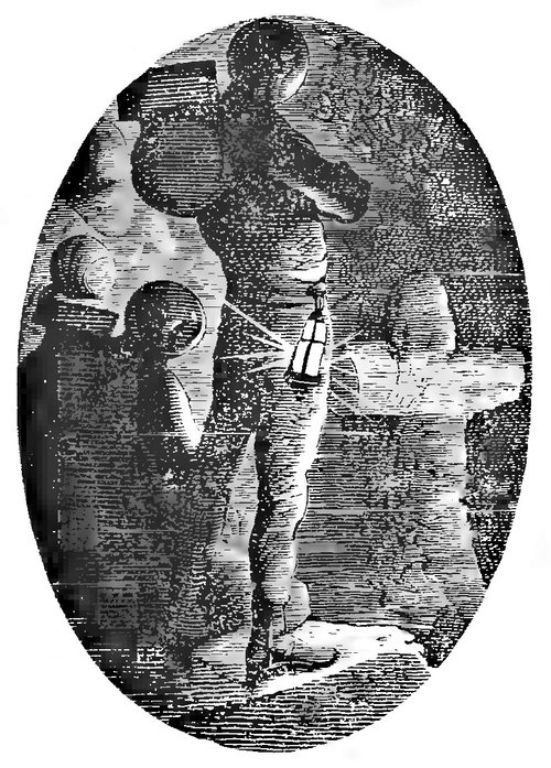 Giant Alien Creature Threatens Humans – Victorian Sci-Fi Engraving 1890s