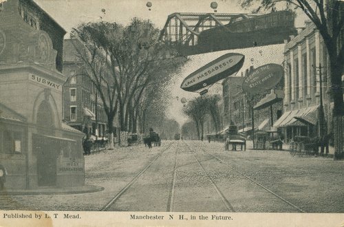 Manchester NH in the Future: Edwardian Retro-Futurist Postcard c.1905