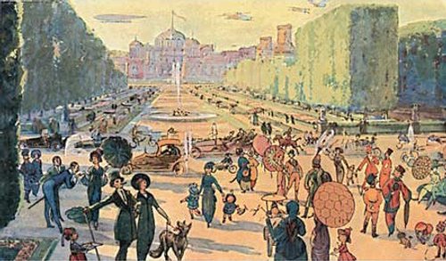 Albert Robida's Futurist Paris Boulevard, La Vie Électrique c.1890