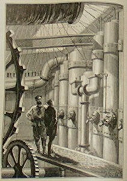 Jules Verne's Industrial Underworld — Victorian Engraving of Subterranean Machinery