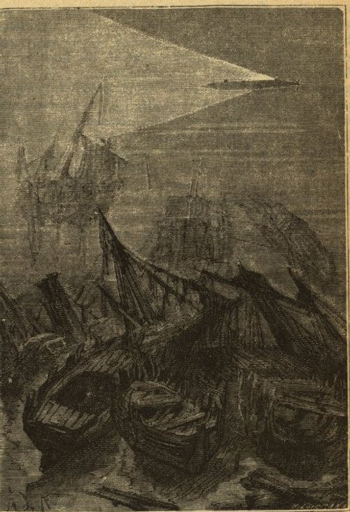 Jules Verne's Robur the Conqueror Albatross Airship Destroys Fleet, 1886