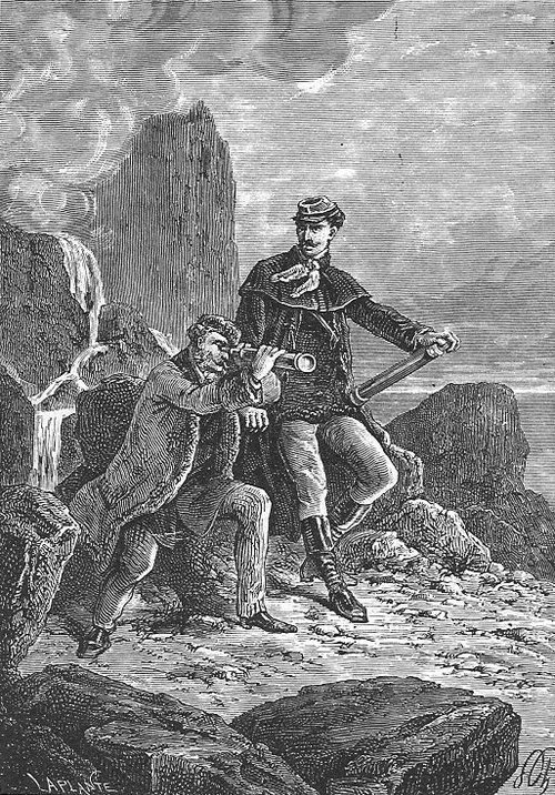 Jules Verne's The Mysterious Island – Castaways Scout Rocky Shore, 1870s